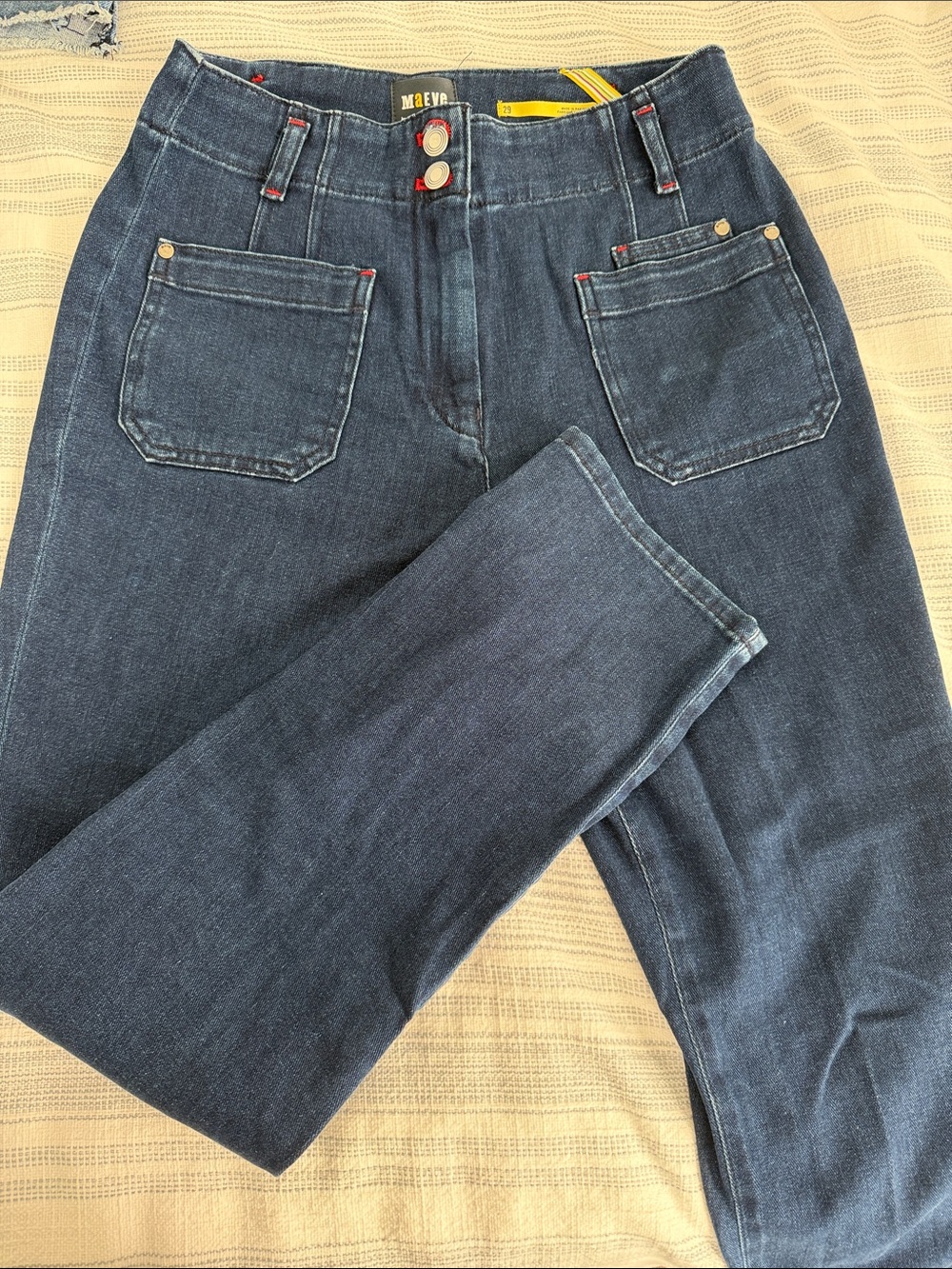 Anthropologie Maeve Straight Jeans in Dark Blue Denim